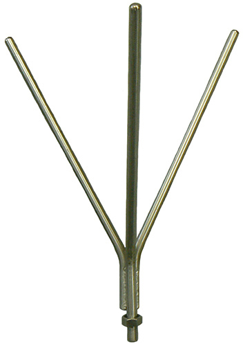 Tri-finger lightning finial for antenna lightning re-direction, 304 stainless steel, 250mm fingers – M10 thread